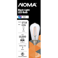 NOMA ST19 E26 Base Vintage Glass Non-Dimmable LED Light Bulb, Black Light, 11W