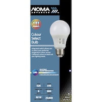 NOMA Advanced A19 E26 Base Dimmable CCT LED Light Bulb, 60W Front_Flat