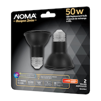 NOMA PAR20 E26 Base Dimmable 50W LED Flood Light Bulb, Matte Black, 2700K Warm White, Front_Three_Fourths_Angled_Left