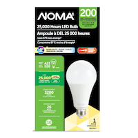 NOMA A23 E26 Dimmable LED Light Bulb, 3000K Warm White, 3200 Lumens, 200W Front_Flat