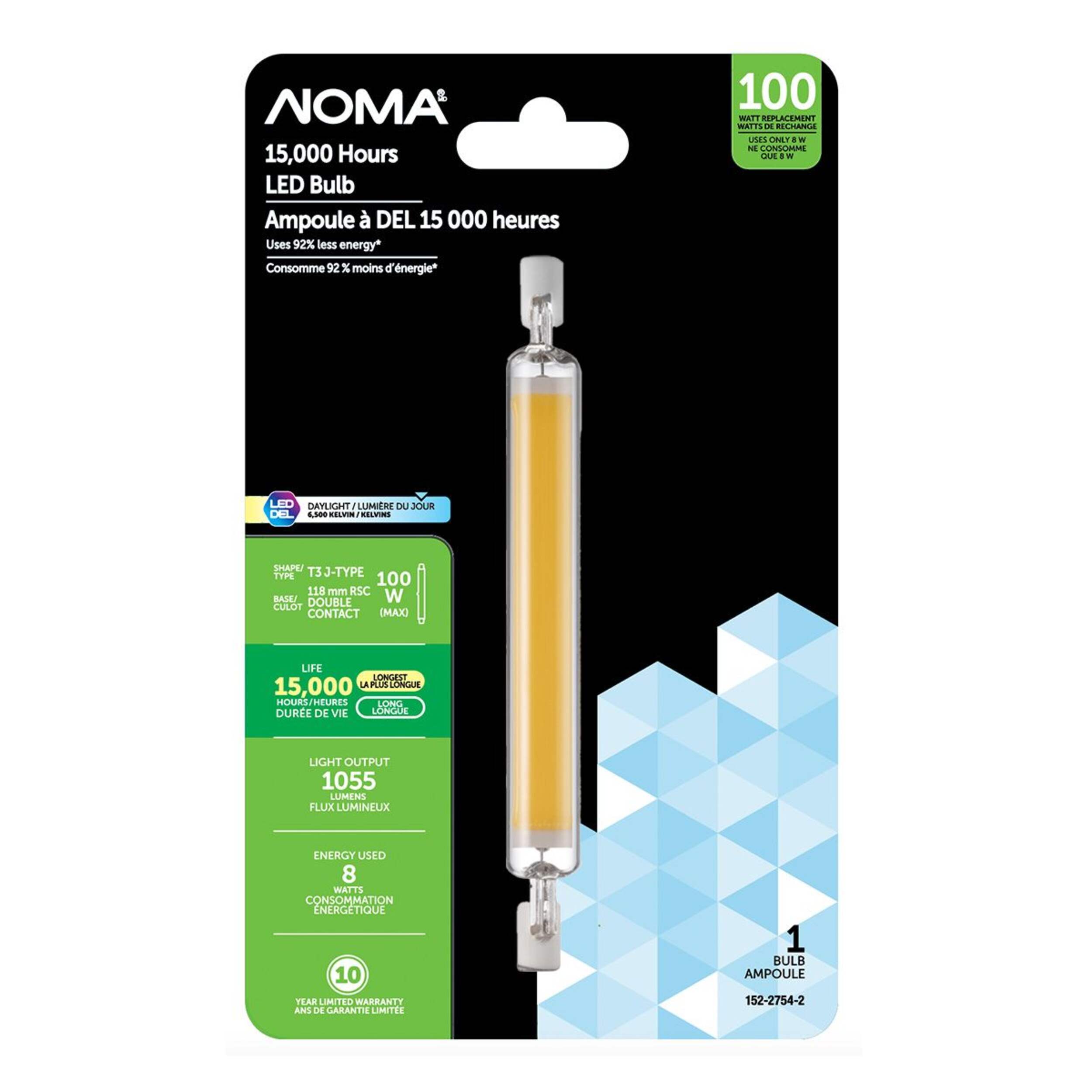 Ampoules à DEL non variable à culot R7 NOMA T3, lumière du jour, 100 W Front_Flat