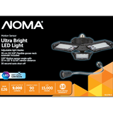 NOMA Non-Dimmable LED Motion Sensor Garage Light with E26 Goose Neck Extender, Daylight, 75W Front_Flat