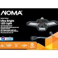 NOMA Non-Dimmable LED Motion Sensor Garage Light with E26 Goose Neck Extender, Daylight, 75W Front_Flat