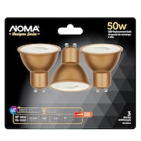 NOMA Designer Series GU10 Base Dimmable 50W LED Flood Light Bulbs, Matte Gold Base, Warm White,  3-Pack Front_Flat