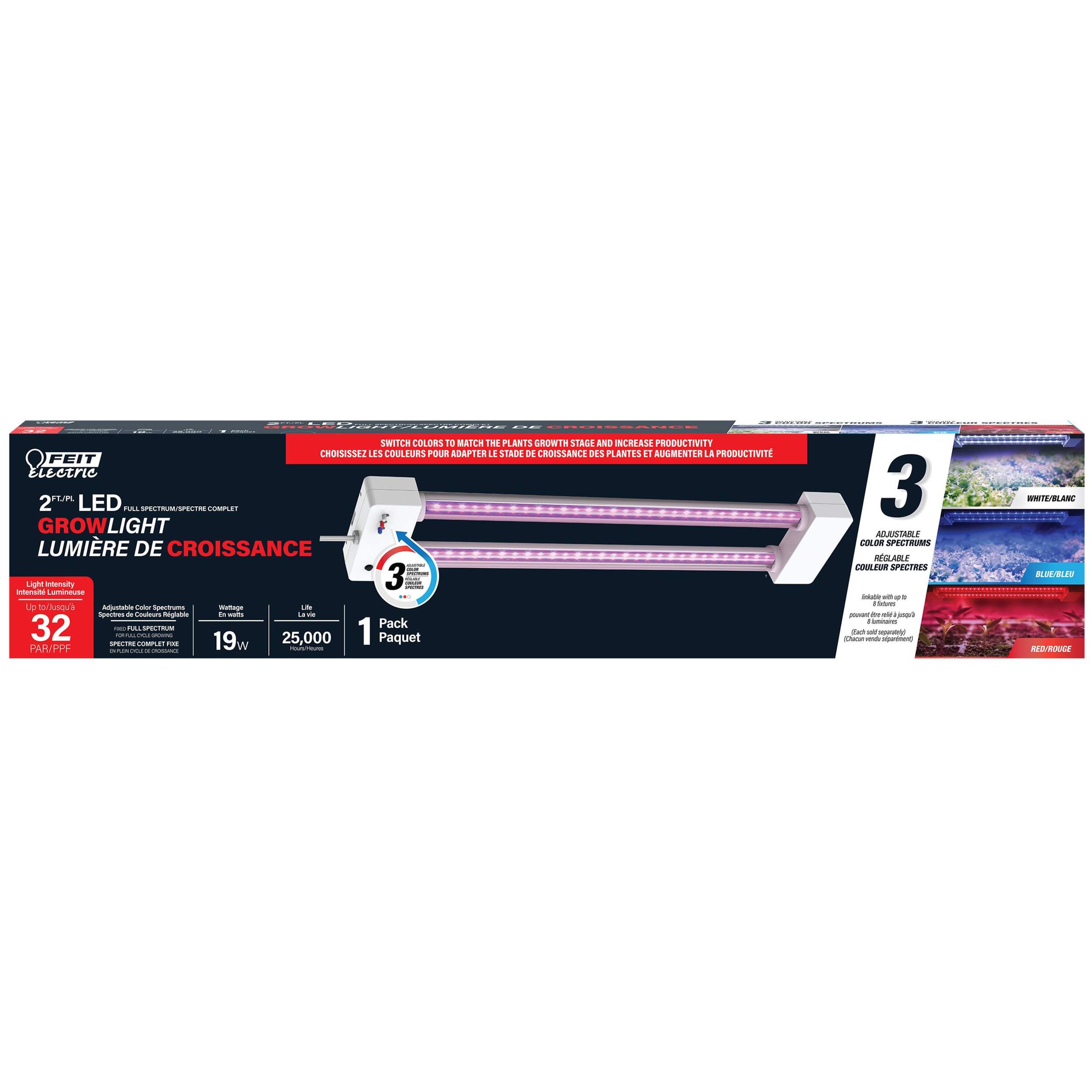 Feit Select Spectrum LED Hydroponic Grow Light, 2-ft Front_Elevated