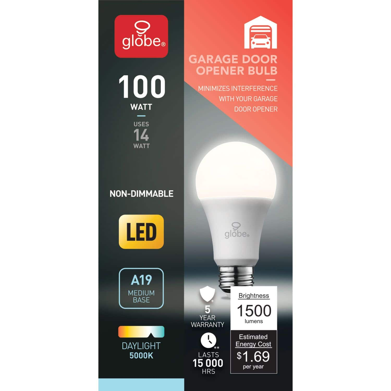 Globe 100W LED Garage Door Opener Daylight Bulb Canadian Tire