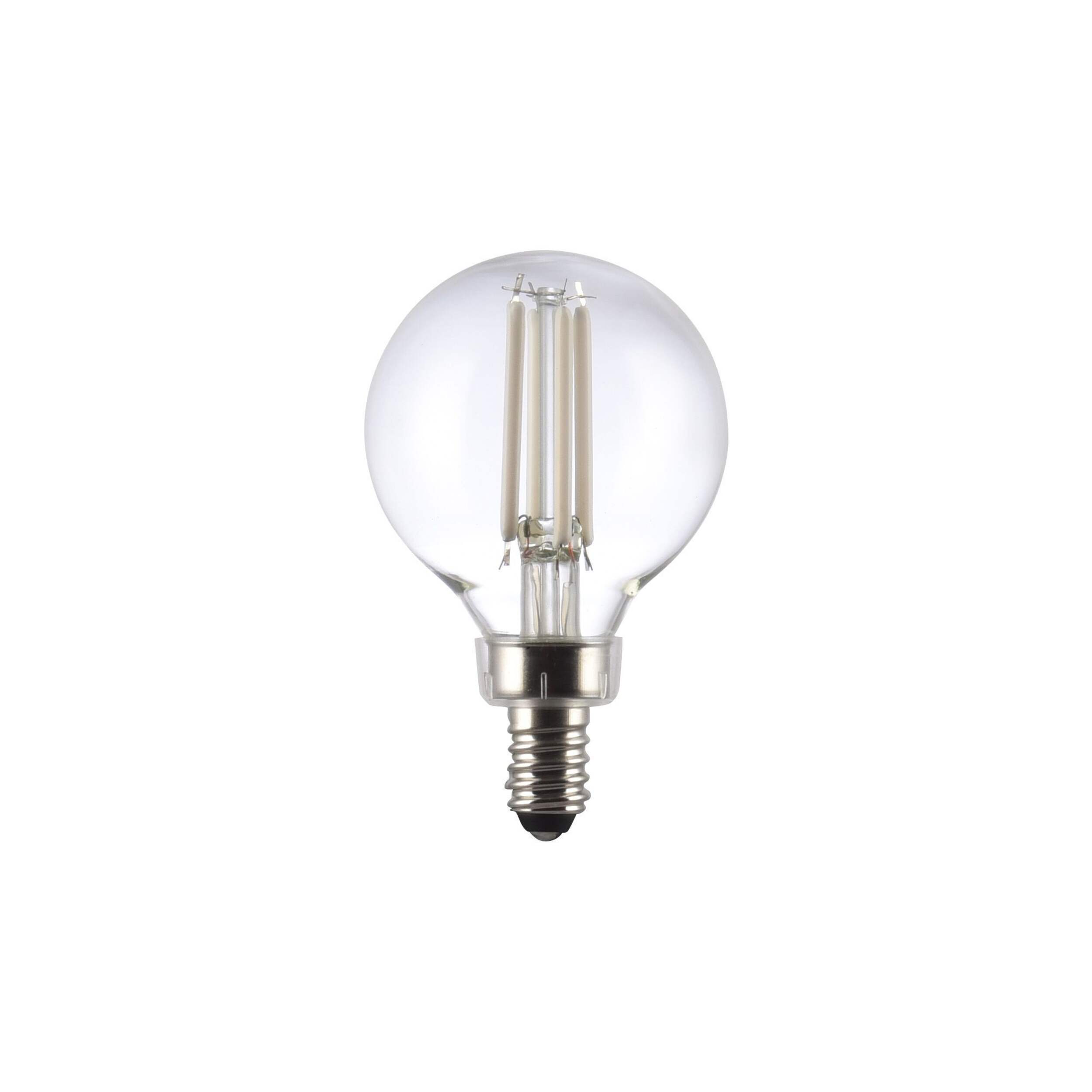 Ampoule à filament blanc transparent à DEL à intensité variable à culot E12 NOMA série Designer G16.5, 500 lumens, lumière du jour, 60 W, paq 2 Front_Flat
