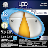 Ampoules à DEL à intensité variable pour la maison General Electric A15, 800 lumens, blanc chaud, 60 W, paq. 2 Front_Flat