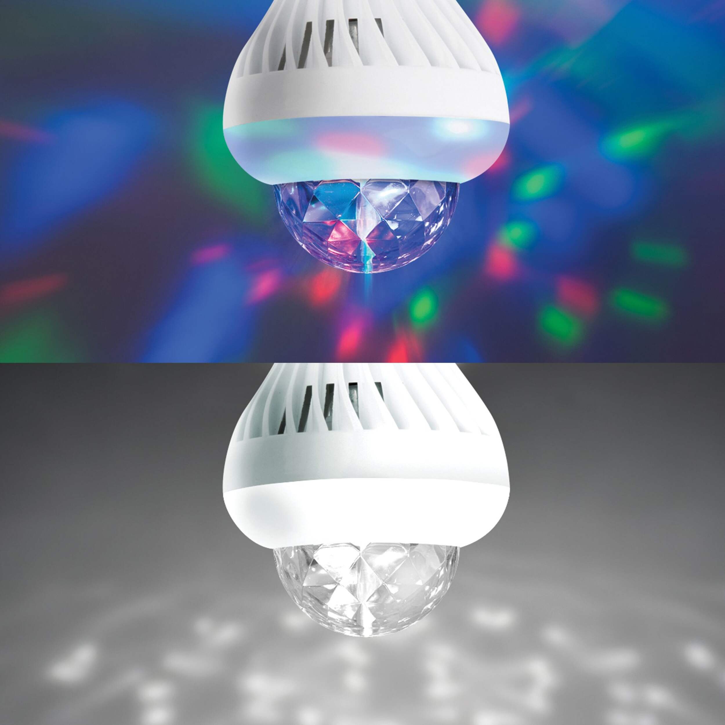 Ampoule à DEL de fête 2-en-1 en forme de diamant avec 2 effets lumineux NOMA, multicolore Bottom_Plunge