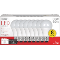 Feit Electric A19 Non-Dimmable LED Light Bulbs, 800 Lumens, Warm White, 60W, 8-pk Front_Elevated