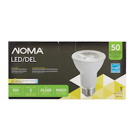 NOMA PAR20 E26 Base Dimmable LED Flood Light Bulbs, 3000K, 500 Lumens, Soft White, 50W, 3-pk Front_Flat