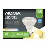 NOMA BR30 E26 Base Dimmable LED Light Bulbs, 3000K, 650 Lumens, Soft White, 65W, 2-pk Front_Flat