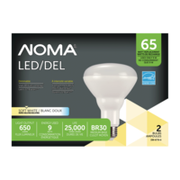 NOMA BR30 E26 Base Dimmable LED Light Bulbs, 3000K, 650 Lumens, Soft White, 65W, 2-pk Front_Flat