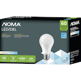 NOMA A19 E26 Base Dimmable LED Light Bulbs, 5000K, 800 Lumens, Daylight, 60W, 3-pk Front_Angled_Left