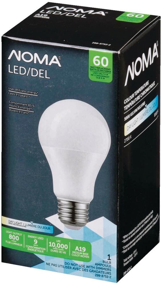 Noma A19 Led Light Bulbs Canadian Tire, Best Led Light Bulbs For Outdoor Enclosed Fixtures