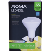 NOMA BR30 E26 Base Dimmable LED Light Bulb, 2700K, 650 Lumens, Soft White, 65W Front_Flat