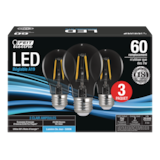 Ampoules à filament à DEL à intensité variable transparentes Feit Electric A19, 750 lumens, lumière du jour, 60 W, paq. 3 Front_Elevated