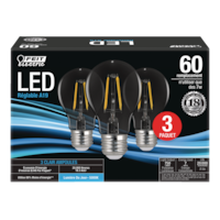 Ampoules à filament à DEL à intensité variable transparentes Feit Electric A19, 750 lumens, lumière du jour, 60 W, paq. 3 Front_Elevated