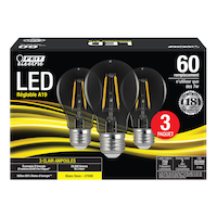 Ampoules à filament à DEL à intensité variable transparentes Feit Electric A19, 750 lumens, blanc chaud, 60 W, paq. 3 Front_Elevated