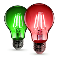 Ampoules à filament à DEL en verre à intensité variable Feit Electric A19, rouge/vert, 4,5 W, paq. 2 Front_Flat