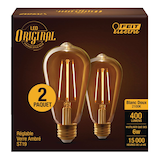 Feit Electric ST19 Vintage Dimmable LED Light Bulbs, 2100K, 400 Lumens, Amber, 6W, 2-pk Front_Elevated