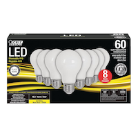 Feit LED A19 60W Filament Light Bulb, Soft White, White Glass, 8-pk Front_Flat
