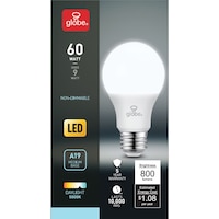 Globe LED Lightbulb, 60W, Daylight Front_Flat