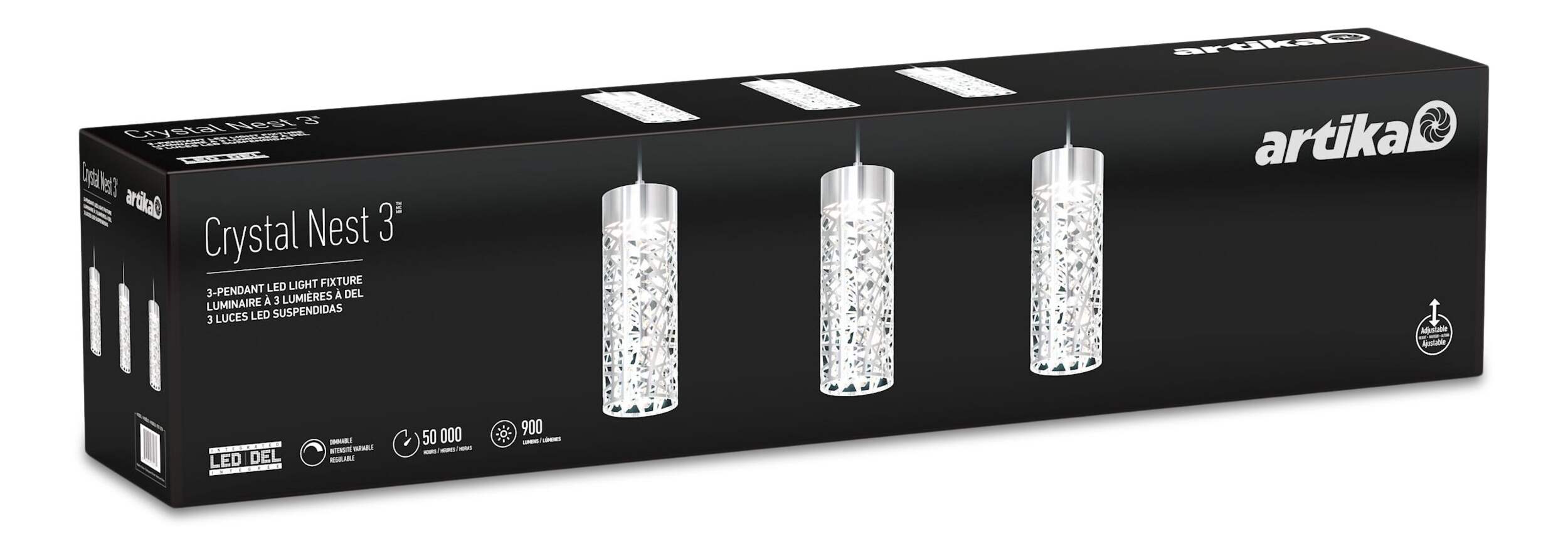 Luminaire suspendu à 3 lumières Artika Crystal Nest Front_Three_Fourths_Angled_Right