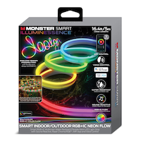 Monster Illuminessence Neon Flow Indoor/Outdoor Multi-Zone LED Light Strip, Multi-colour, 16.4-ft Front_Elevated