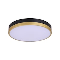NOMA Integrated LED Flush Mount Ceiling Light Fixture with Remote & Night Light, Matte Black/Gold Bottom_Plunge