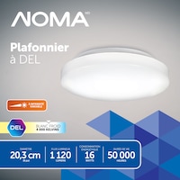 Plafonnier encastré à DEL lentille en acrylique givré NOMA, blanc, 8 po Front_Flat
