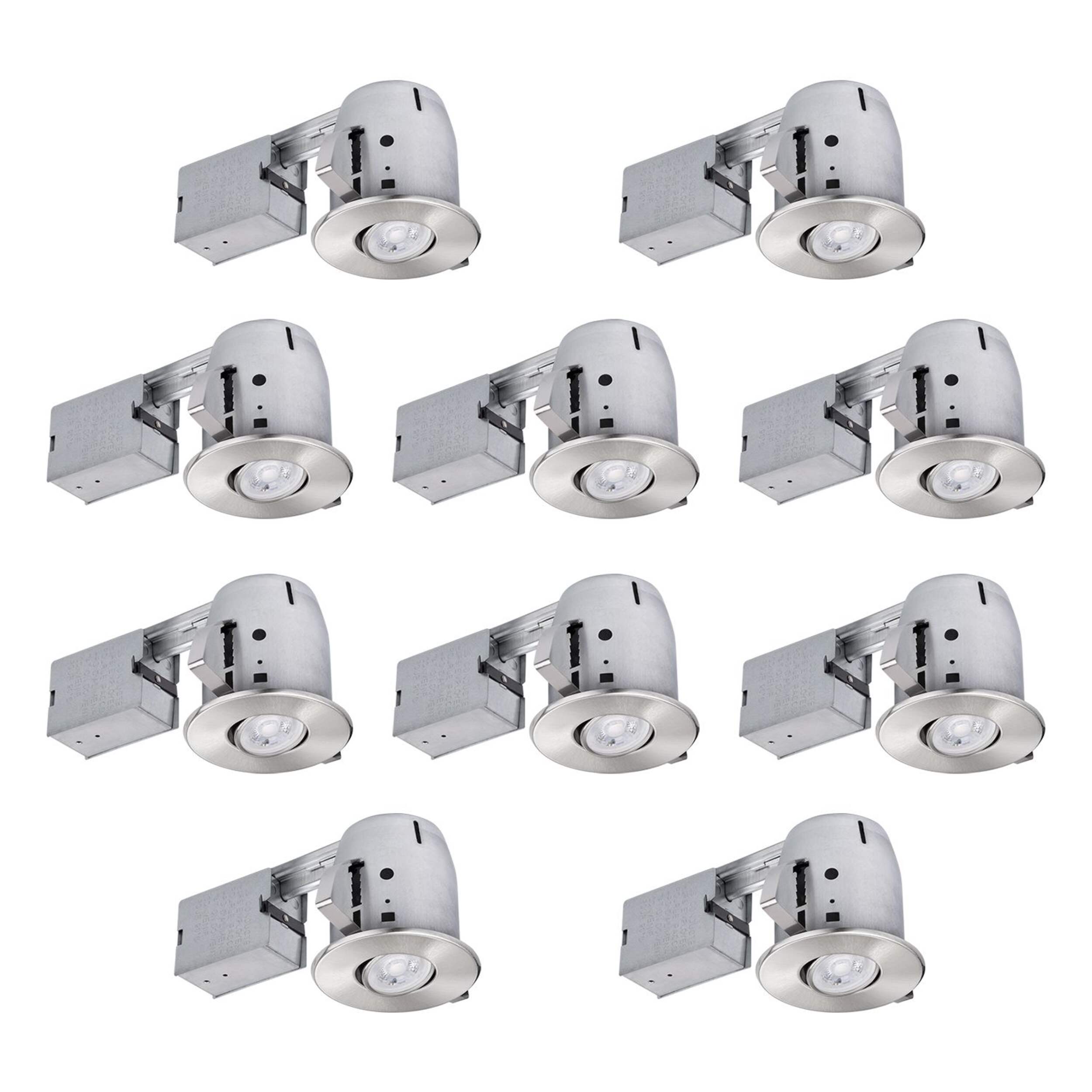 Globe Recessed Lights, Brushed Nickel, 4-in, 10-pk Bottom_Plunge