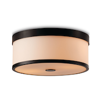 CANVAS Woodfield 2-Light Flush Mount Ceiling Light, Matte Black/Opal Glass Shade