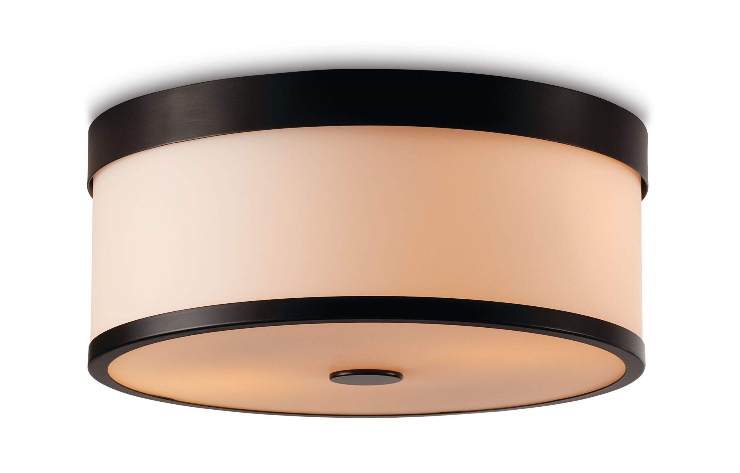 CANVAS Woodfield 2-Light Flush Mount Ceiling Light, Matte Black/Opal Glass Shade Bottom_Plunge