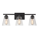 CANVAS Venlaw 3-Light Vanity Light Fixture w/ Clear Glass Shade, Matte Black Front_Flat