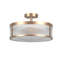 CANVAS 3-Light Flushmount, Brushed Brass Front_Flat