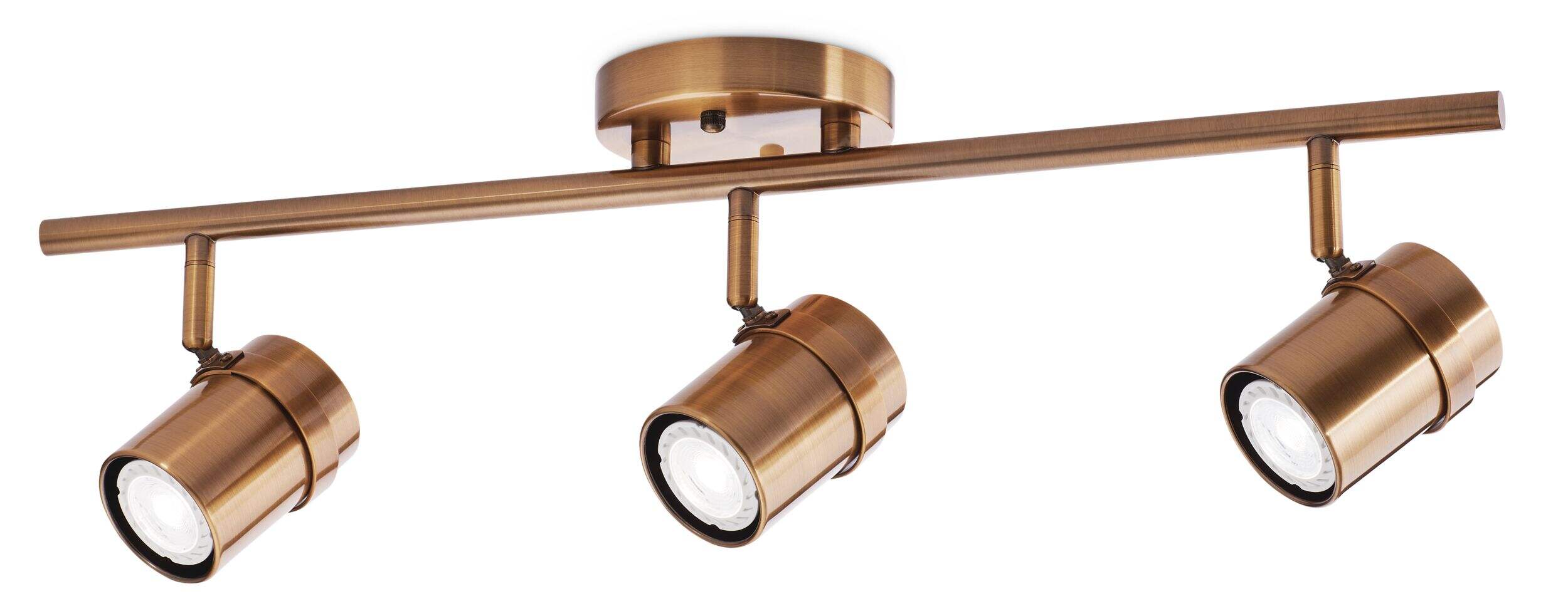 CANVAS Arden Adjustable 3-Round Track Light Fixture, Brass Front_Angled_Left