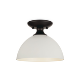 CANVAS Pinecrest 1-Light Canopy Flush Mount Ceiling Light Fixture, Damp Rated, Matte Black & Matte White Front_Flat