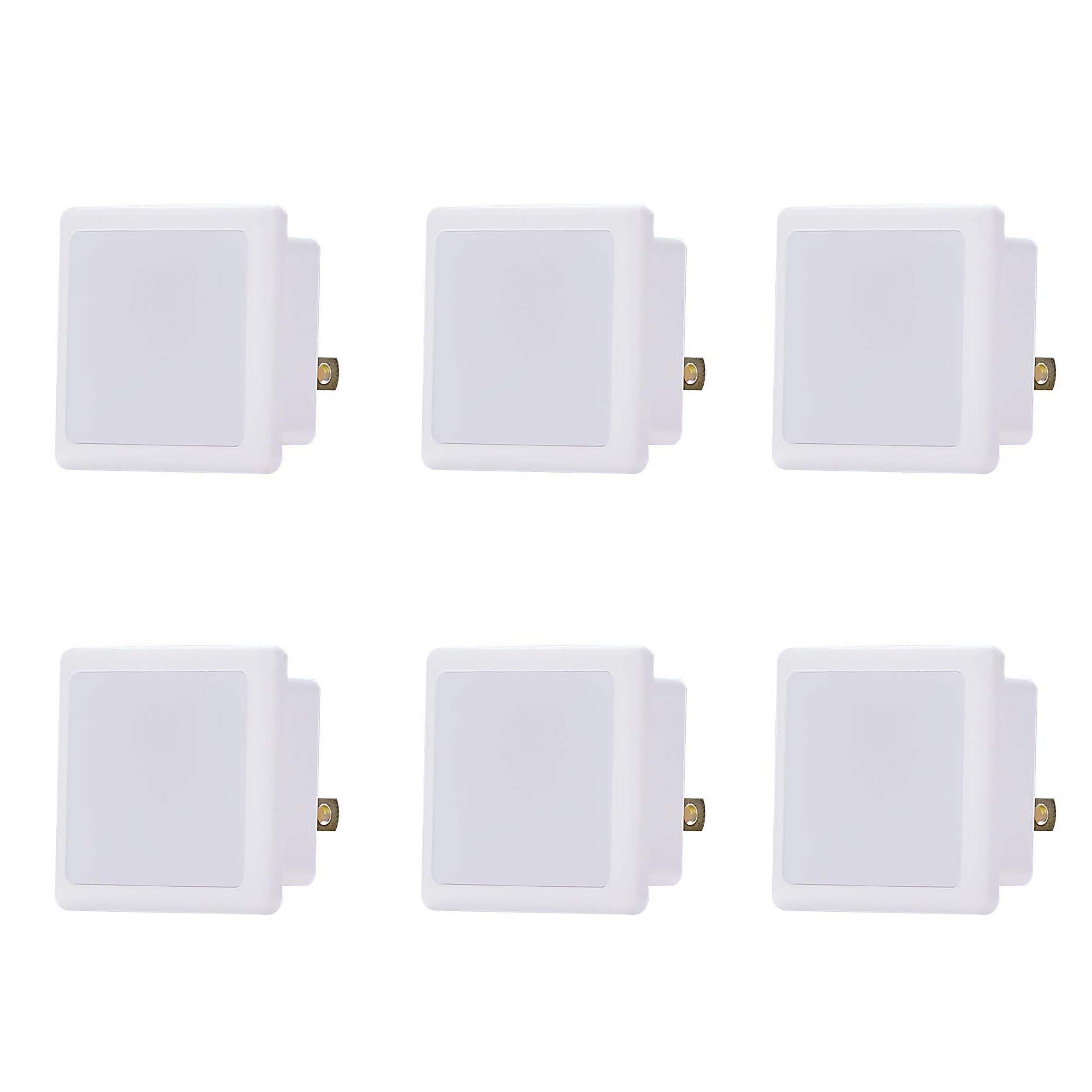 NOMA Dusk to Dawn Plug-in Square LED Light, White, 6-pk Front_Angled_Left