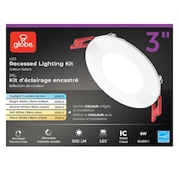 Luminaire encastré à DEL Globe, intensité réglable, 6 W, 3 po, paq. 4