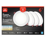 Globe Dimmable LED Recessed Lighting Kit, 12W, 6-in, 4-pk Front_Flat