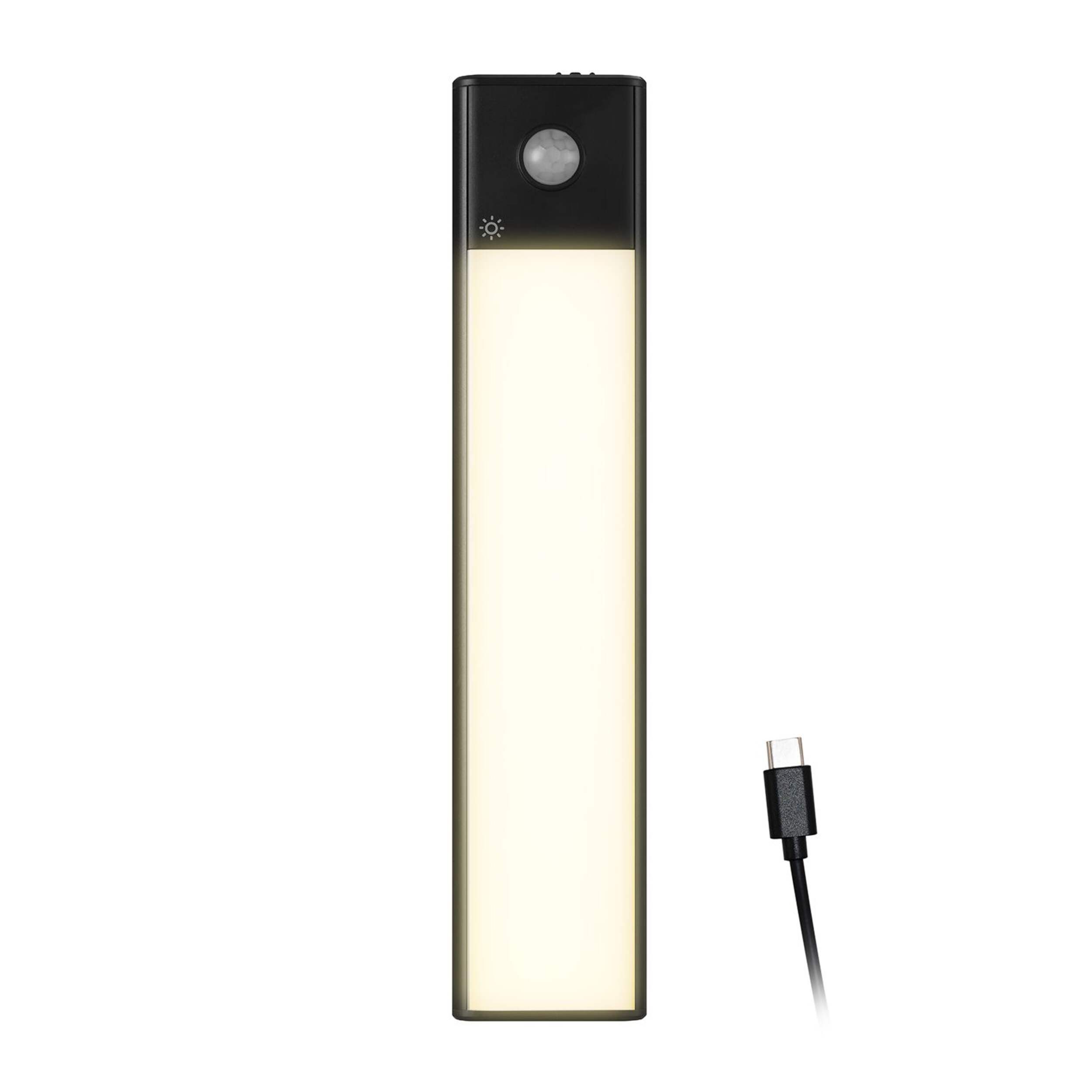 NOMA Rechargeable Motion Detected LED Undercabinet Light, Black, 7.87-in Front_Flat