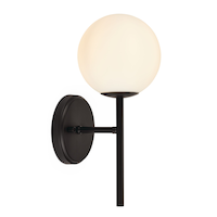 CANVAS Millbrook 1-Light Opal Globe Sconce Light Fixture, Black