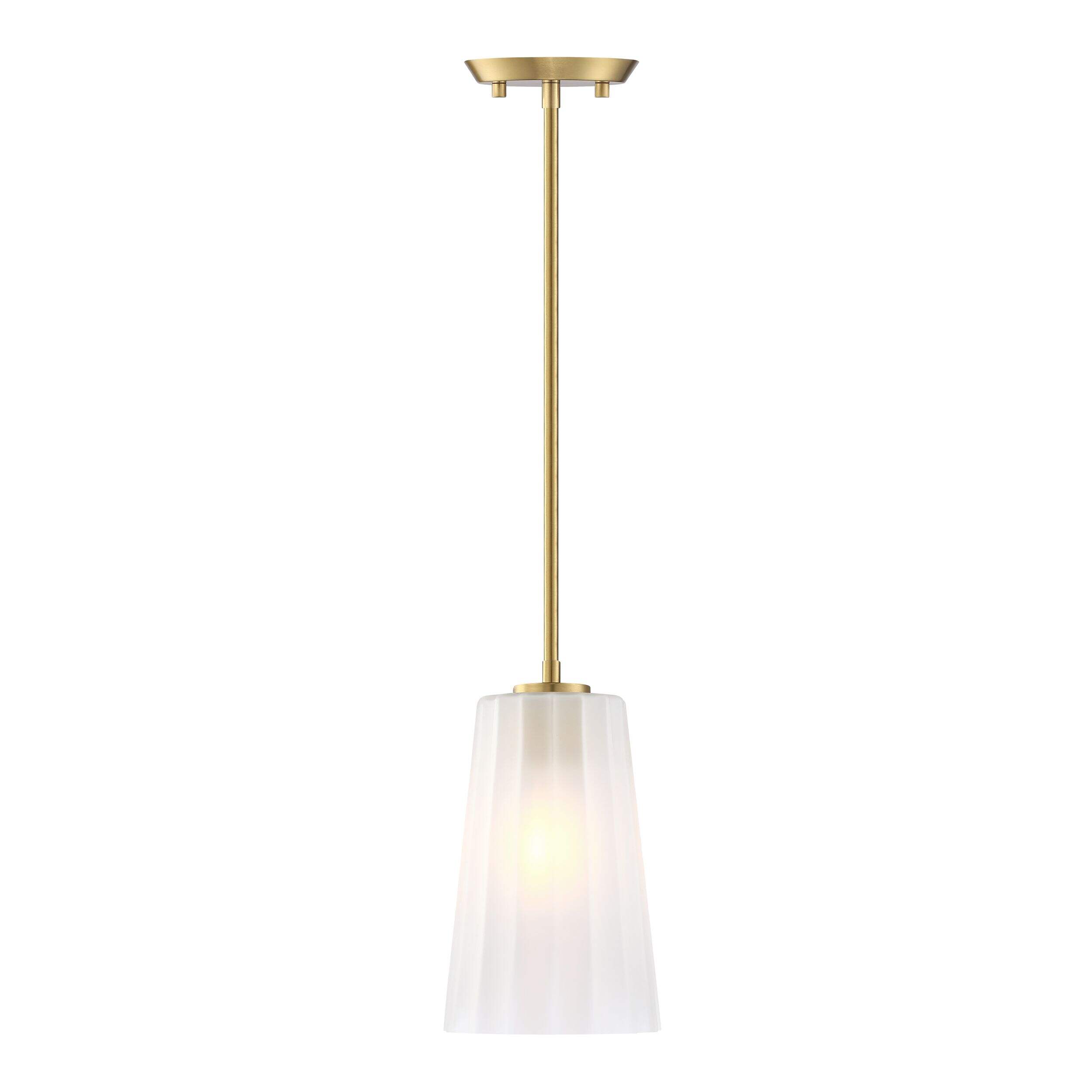 Plafonnier suspendu à 1 lampe à abat-jour ovale en verre CANVAS Oakhurst, doré Front_Flat