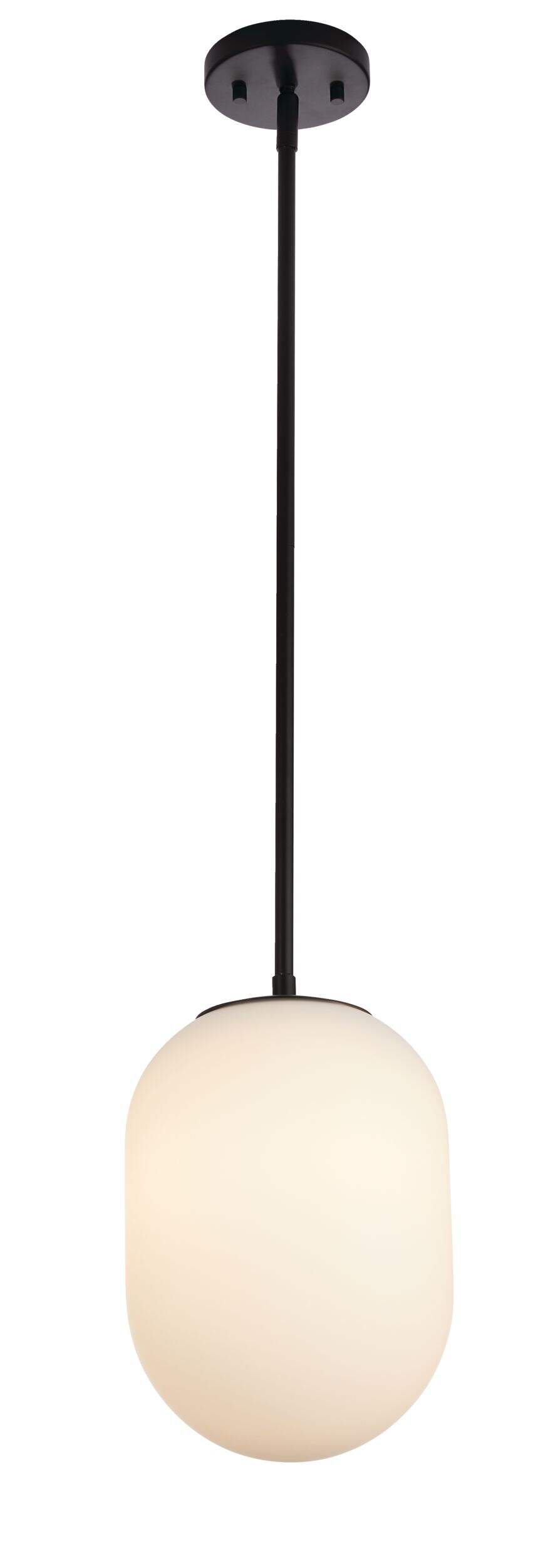 CANVAS Oakhurst 1-Light Etched Glass Shade Ceiling Pendant Light Fixture, Black Front_Flat