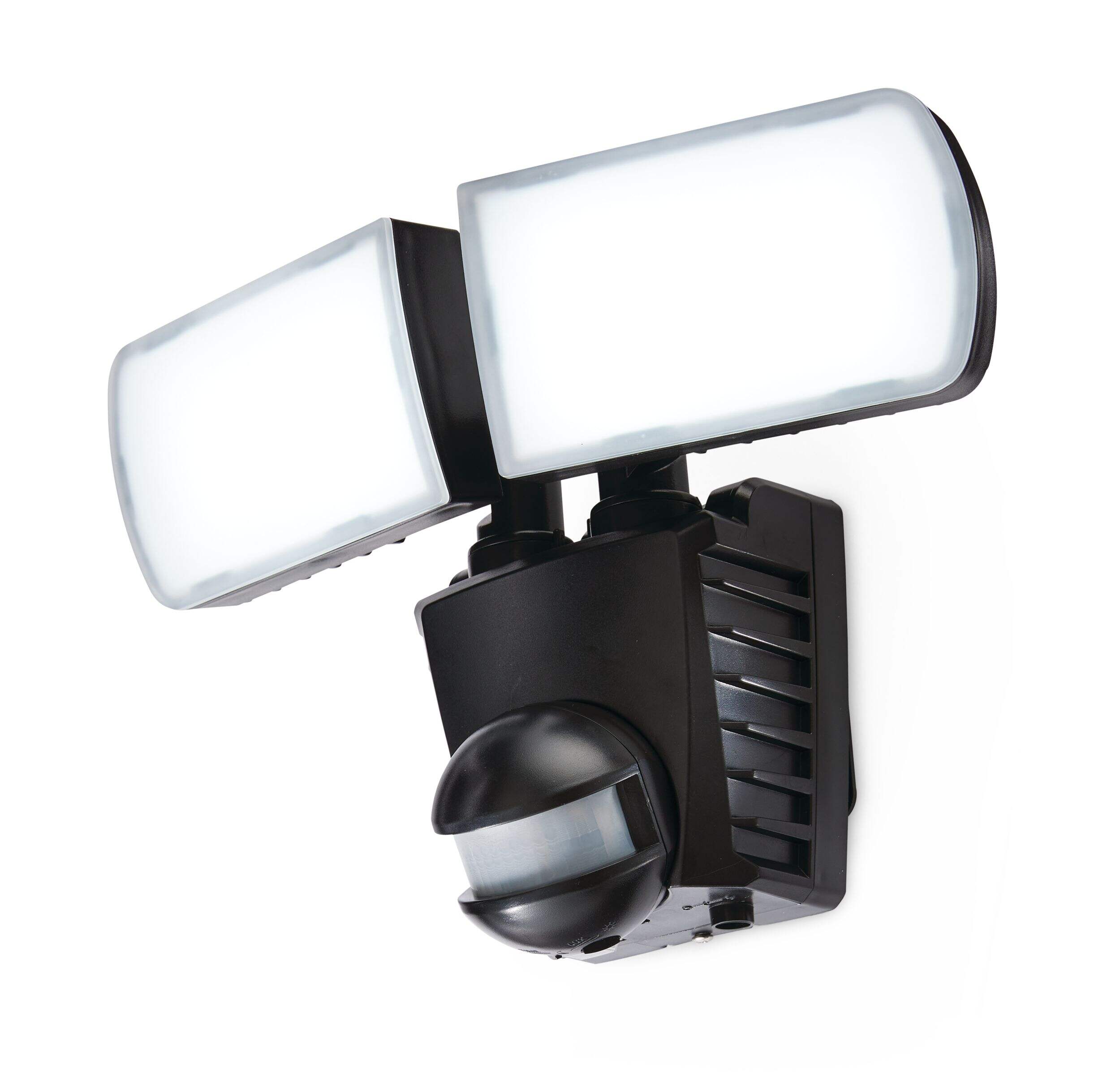 NOMA Solar Powered Motion Sensor Dual LED Security Light, 1200 Lumens, Black Front_Angled_Left