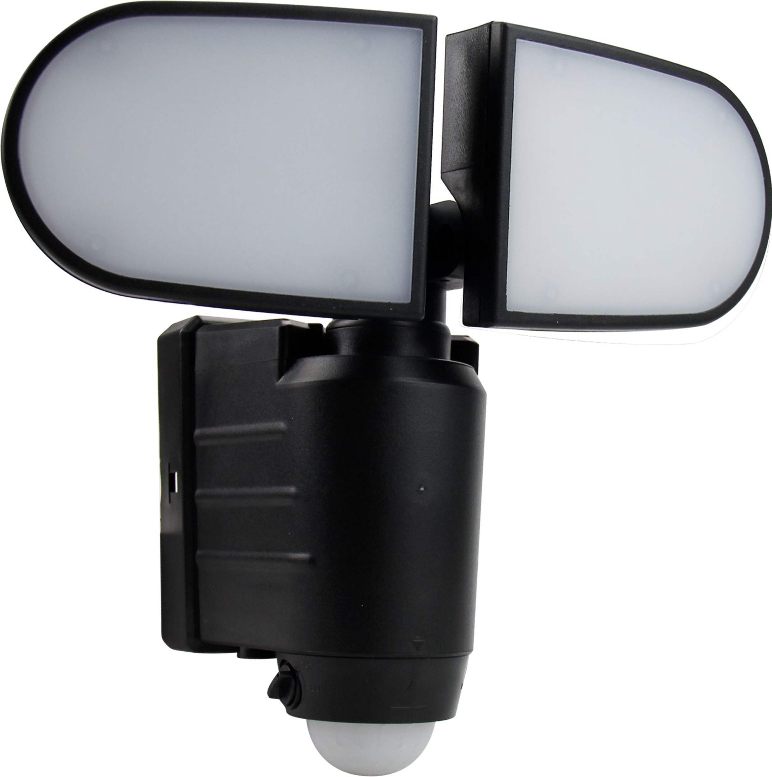 Lampe de sécurité à DEL NOMA à 2 têtes, fonctionnement à piles, détection de mouvement, 750 lumens, noir Front_Angled_Right