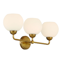 Applique salle de bain Eurofase, 3 lumières, abat-jour opale or