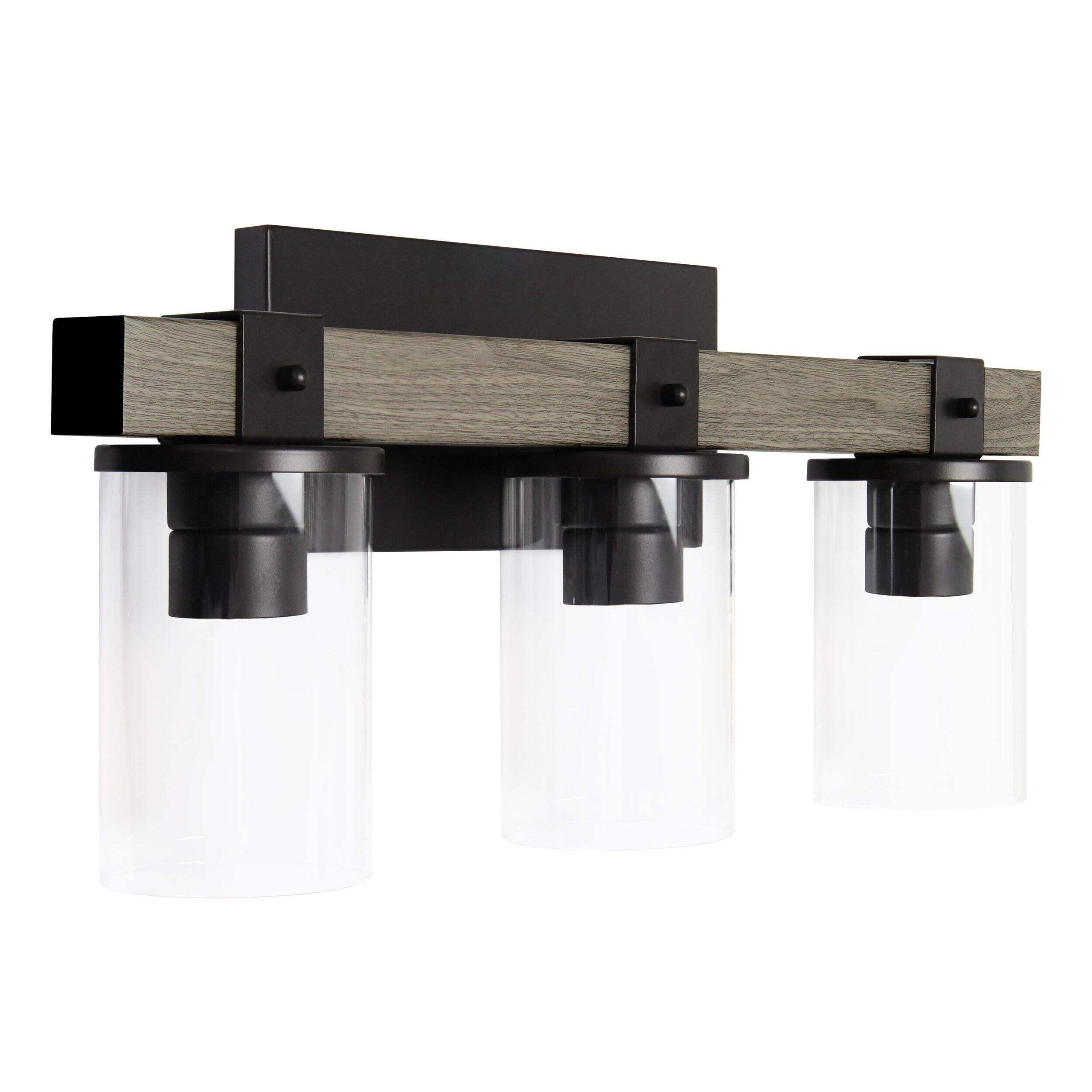 Elegant Designs Industrial Rustic Lantern Wood 3-Light Grey Bath Vanity Light Front_Angled_Right