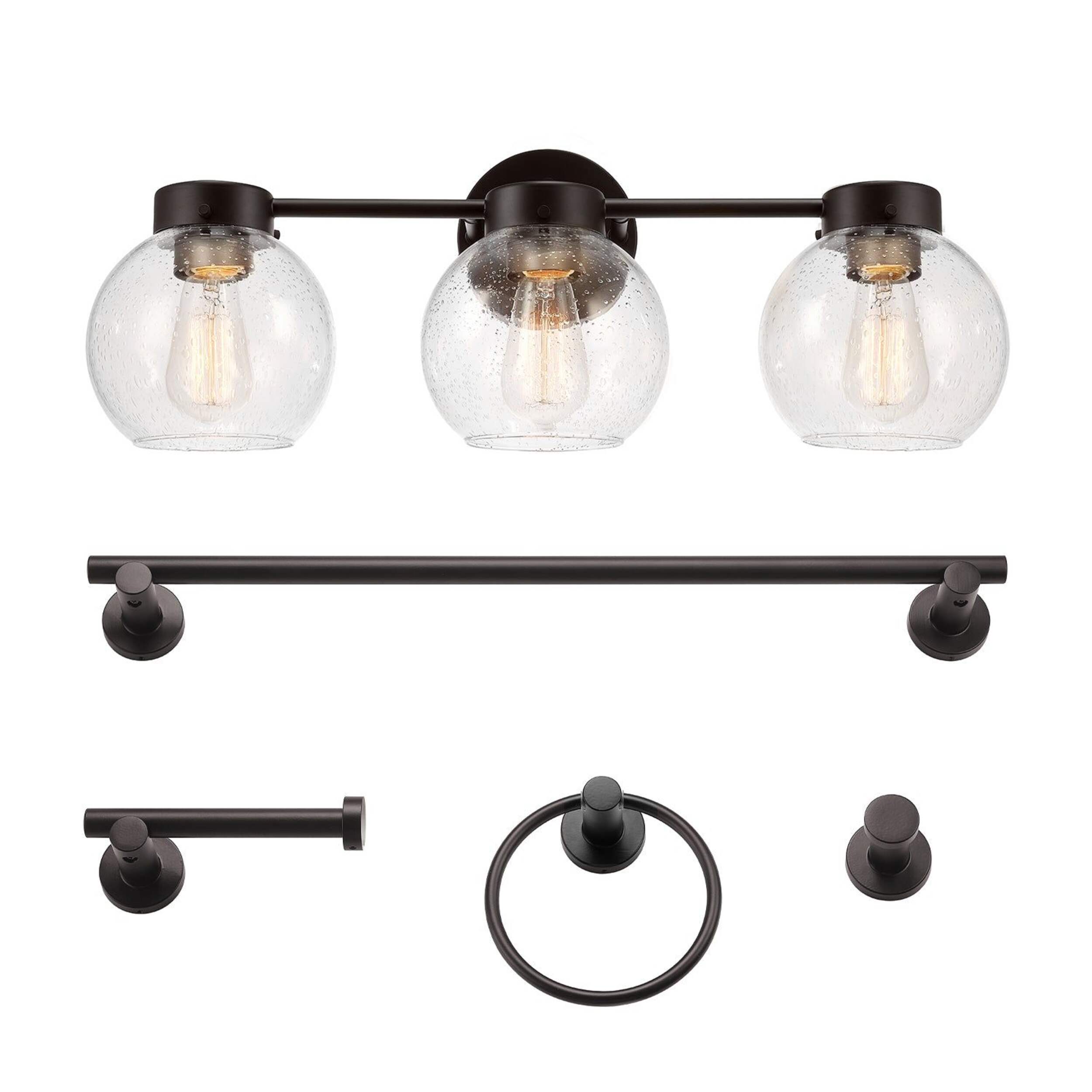 Globe 5-Piece Bath Vanity Light Set Front_Flat